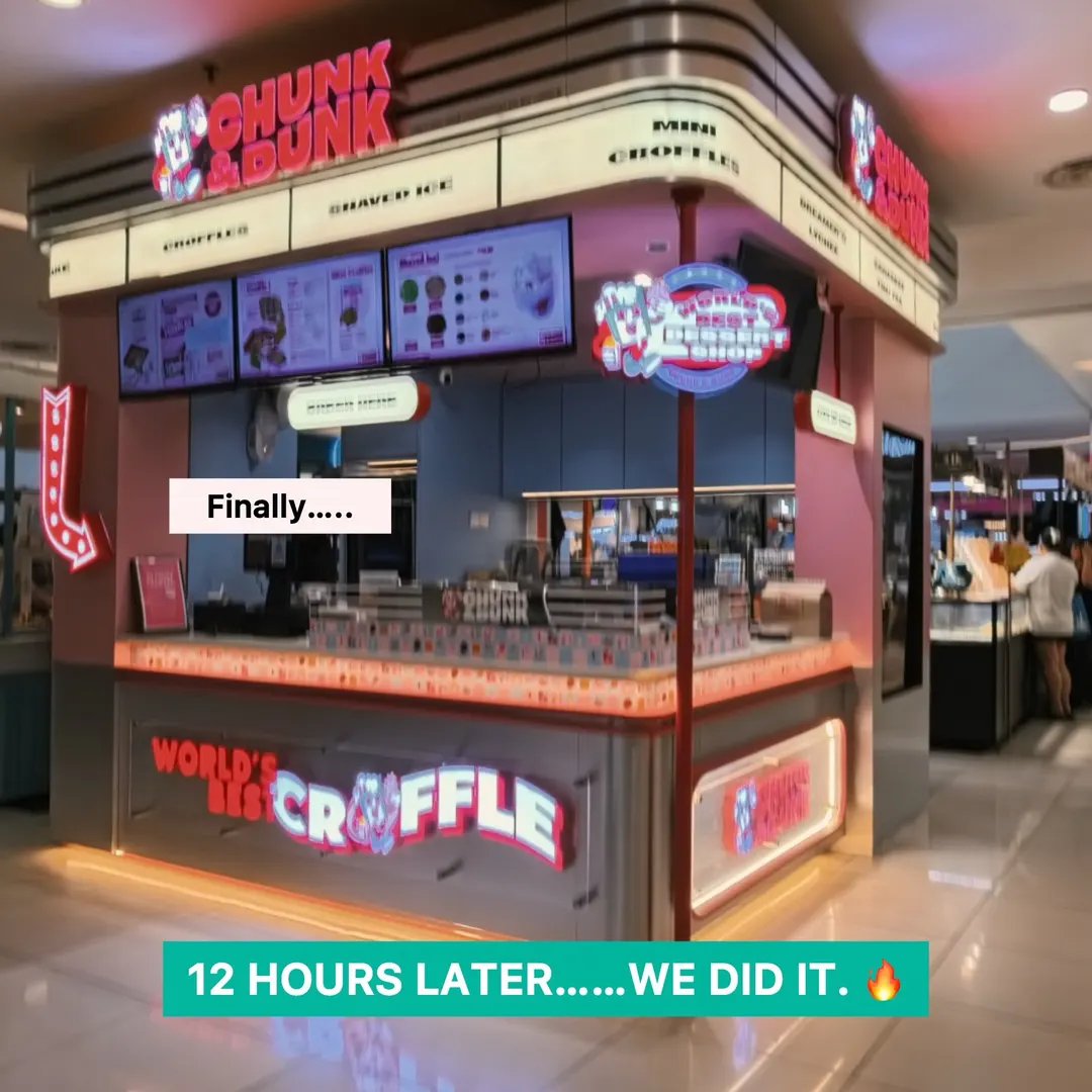 Real Cabchen fit-out at ITCC: the finished Chunk & Dunk kiosk